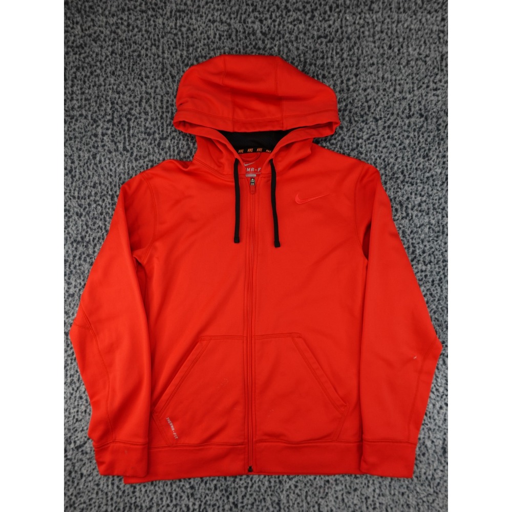 Nike Therma-FIT Full Zip Hoodie Mens Medium Red Fleece Sweatshirt‎ Training